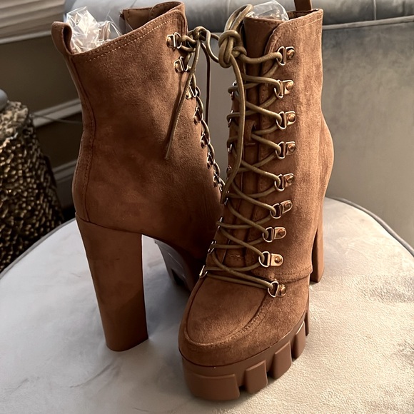 Just In Moon are Back Nude Vegan Suede Boots - Picture 11 of 14